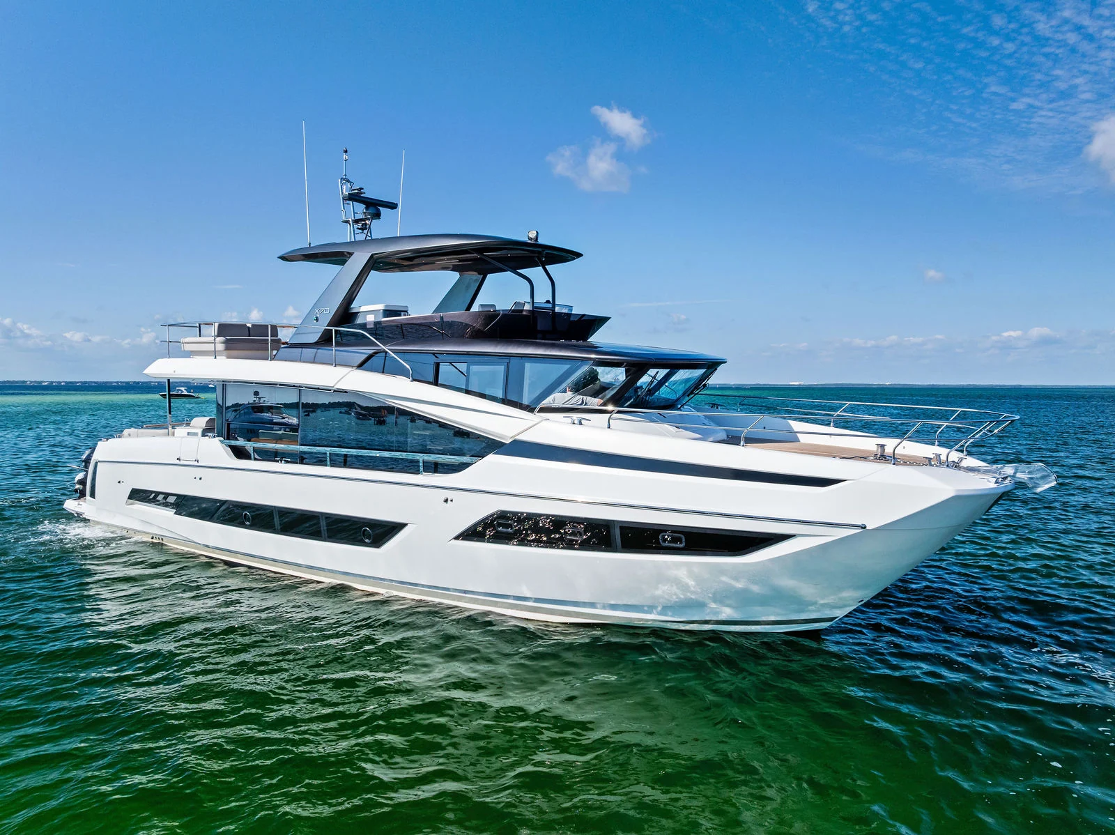 2023 Prestige X70 yacht on the water